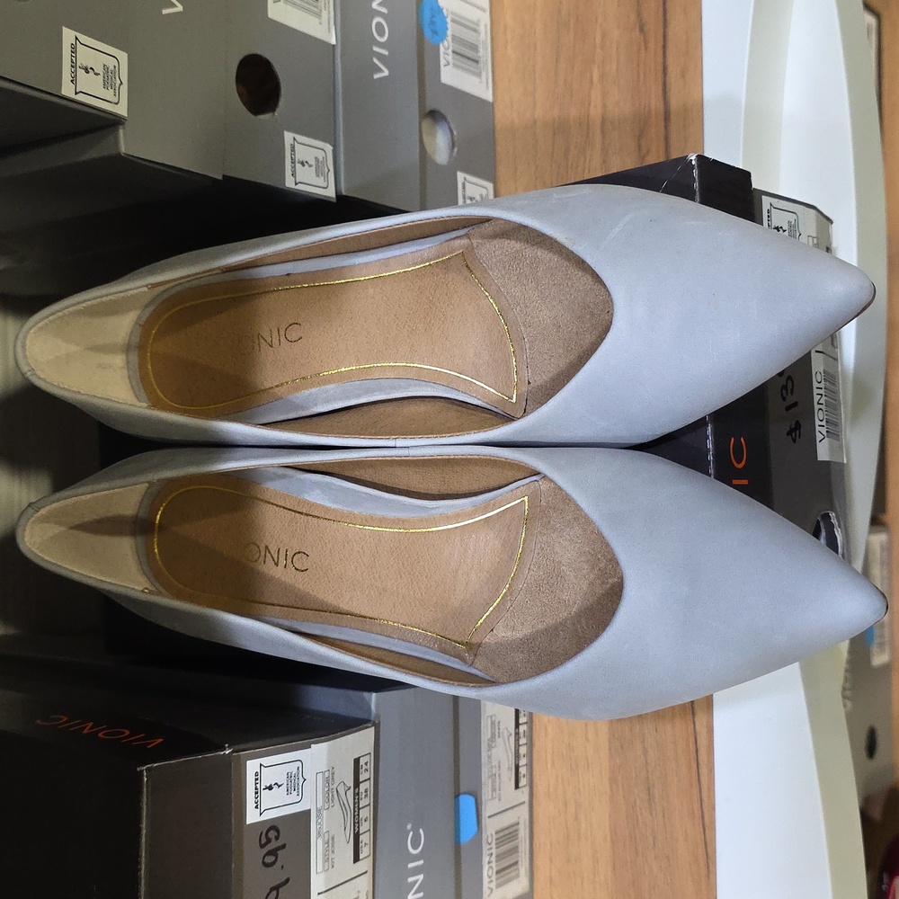 Vionic Kit Josie Light Grey Womens Kitten Heel NEW